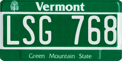 VT license plate LSG768