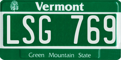 VT license plate LSG769
