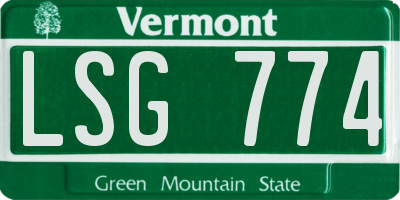 VT license plate LSG774