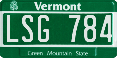 VT license plate LSG784