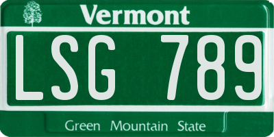 VT license plate LSG789