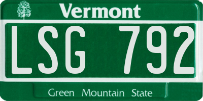 VT license plate LSG792