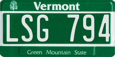 VT license plate LSG794