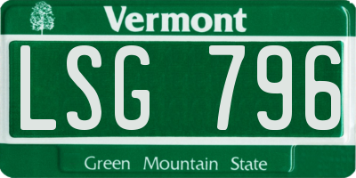 VT license plate LSG796
