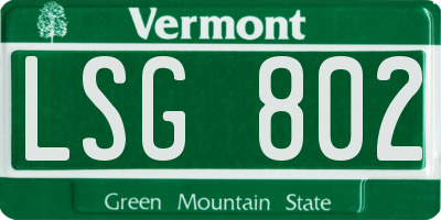 VT license plate LSG802