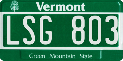 VT license plate LSG803
