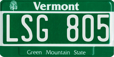 VT license plate LSG805