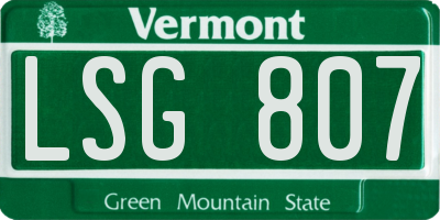 VT license plate LSG807