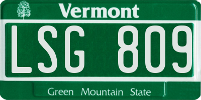 VT license plate LSG809