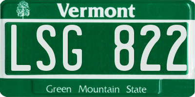 VT license plate LSG822