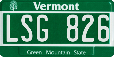 VT license plate LSG826