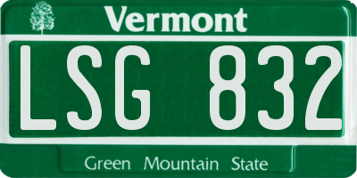 VT license plate LSG832
