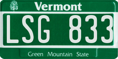 VT license plate LSG833