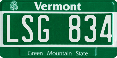 VT license plate LSG834