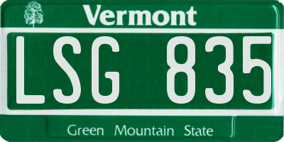 VT license plate LSG835