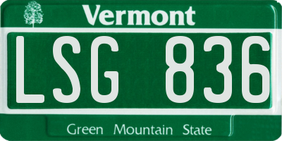 VT license plate LSG836