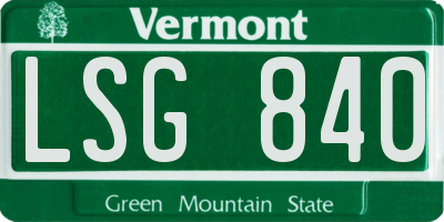 VT license plate LSG840