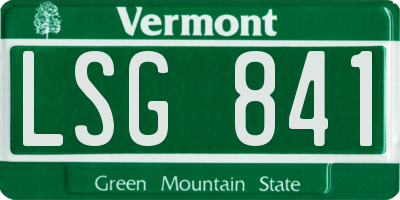 VT license plate LSG841