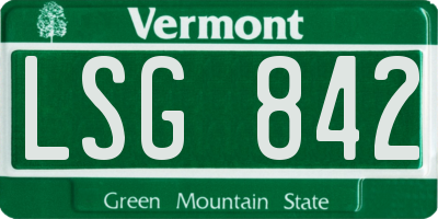 VT license plate LSG842