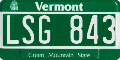 VT license plate LSG843