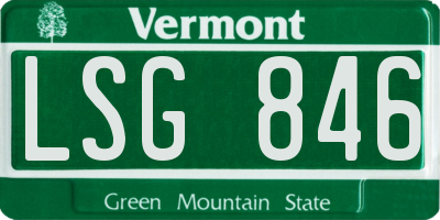VT license plate LSG846