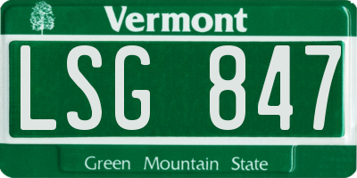 VT license plate LSG847