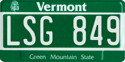 VT license plate LSG849
