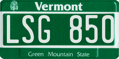 VT license plate LSG850