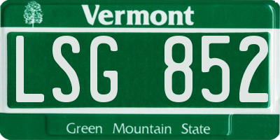 VT license plate LSG852