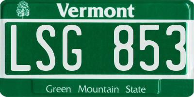 VT license plate LSG853
