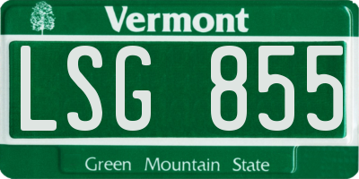 VT license plate LSG855