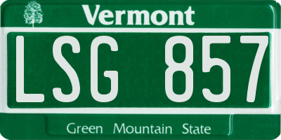 VT license plate LSG857