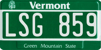 VT license plate LSG859
