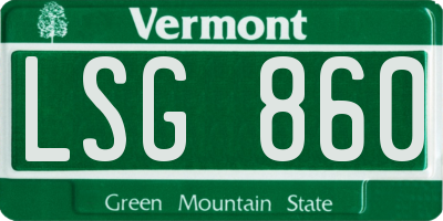 VT license plate LSG860