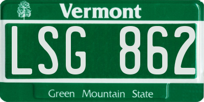 VT license plate LSG862