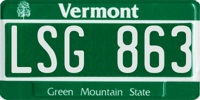 VT license plate LSG863