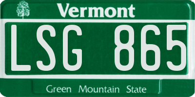 VT license plate LSG865
