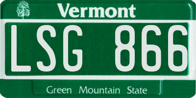 VT license plate LSG866