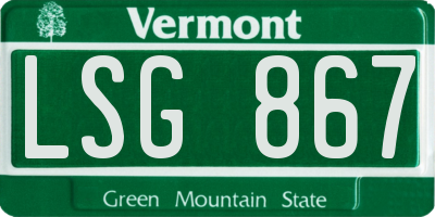 VT license plate LSG867