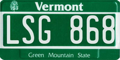VT license plate LSG868