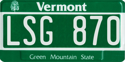 VT license plate LSG870