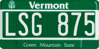 VT license plate LSG875