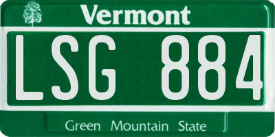 VT license plate LSG884