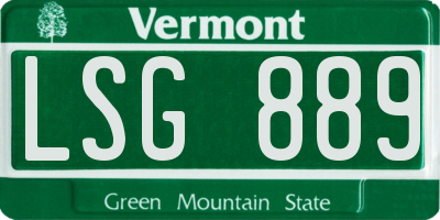VT license plate LSG889