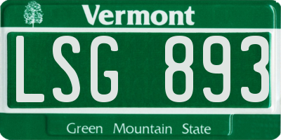 VT license plate LSG893