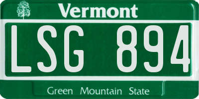 VT license plate LSG894