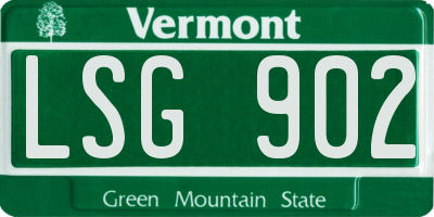 VT license plate LSG902
