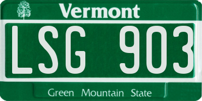 VT license plate LSG903