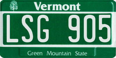 VT license plate LSG905
