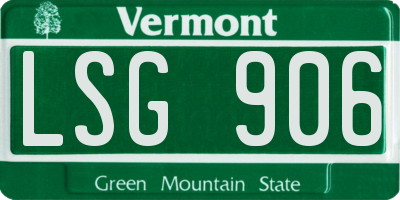VT license plate LSG906